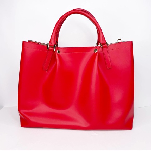 Gianni Notaro Made In Italy Leather Red Adjustable Long Strap Shoulder Bag Large - Picture 2 of 8